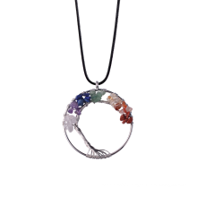 Chakras Gemstone Tree of Life Pendant Necklace